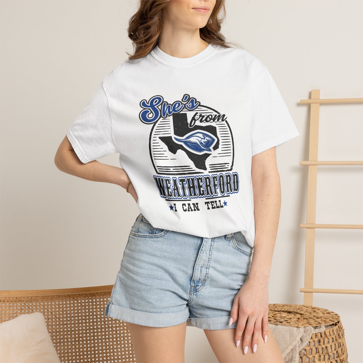 She's From Weatherford I Can Tell Tee | Comfort Colors Game Day Shirt