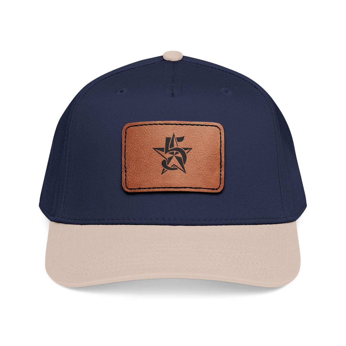 5 Star Electric Mid Profile Baseball Cap with Leather Patch (Rectangle)