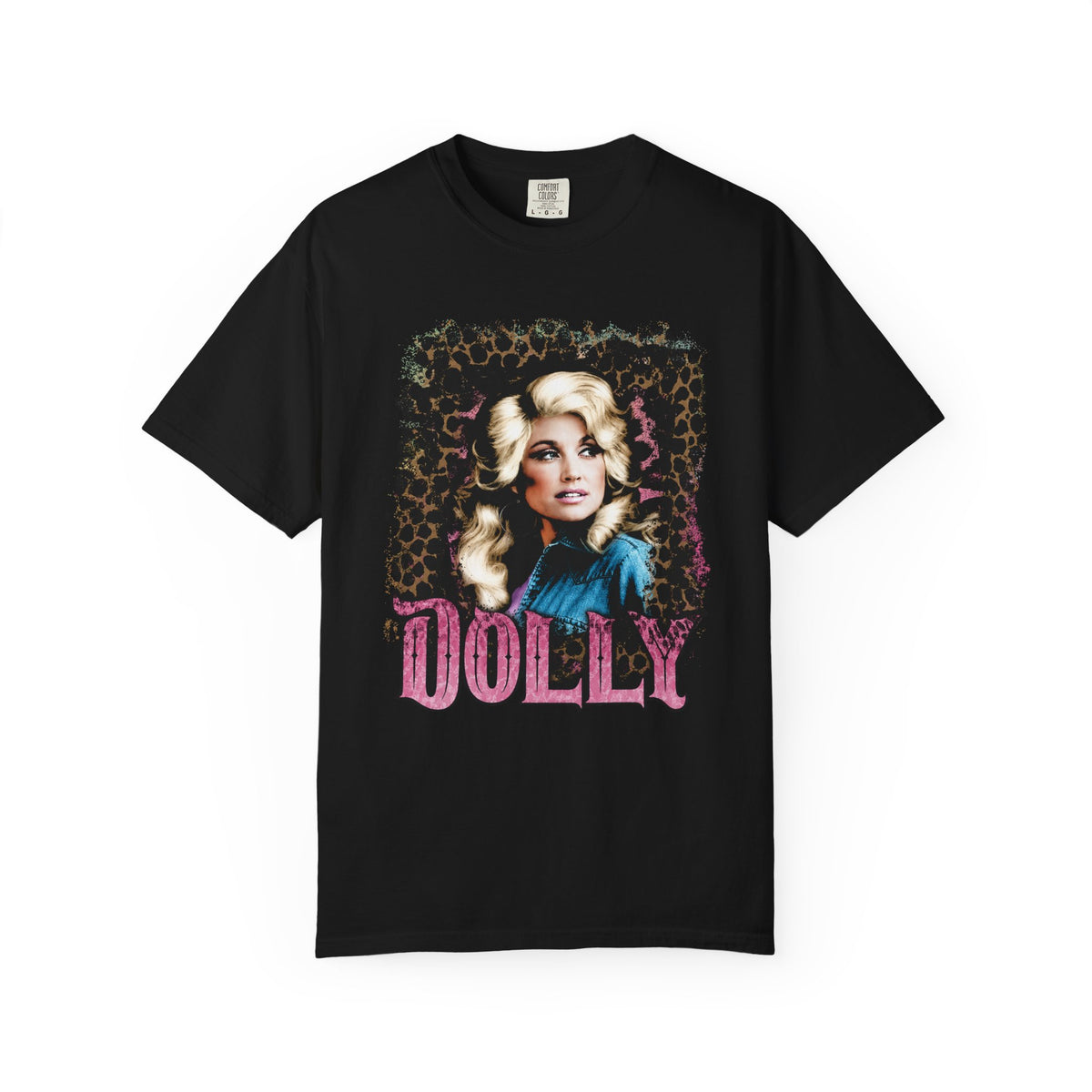 Dolly Tribute Comfort Colors T-Shirt, Leopard Portrait