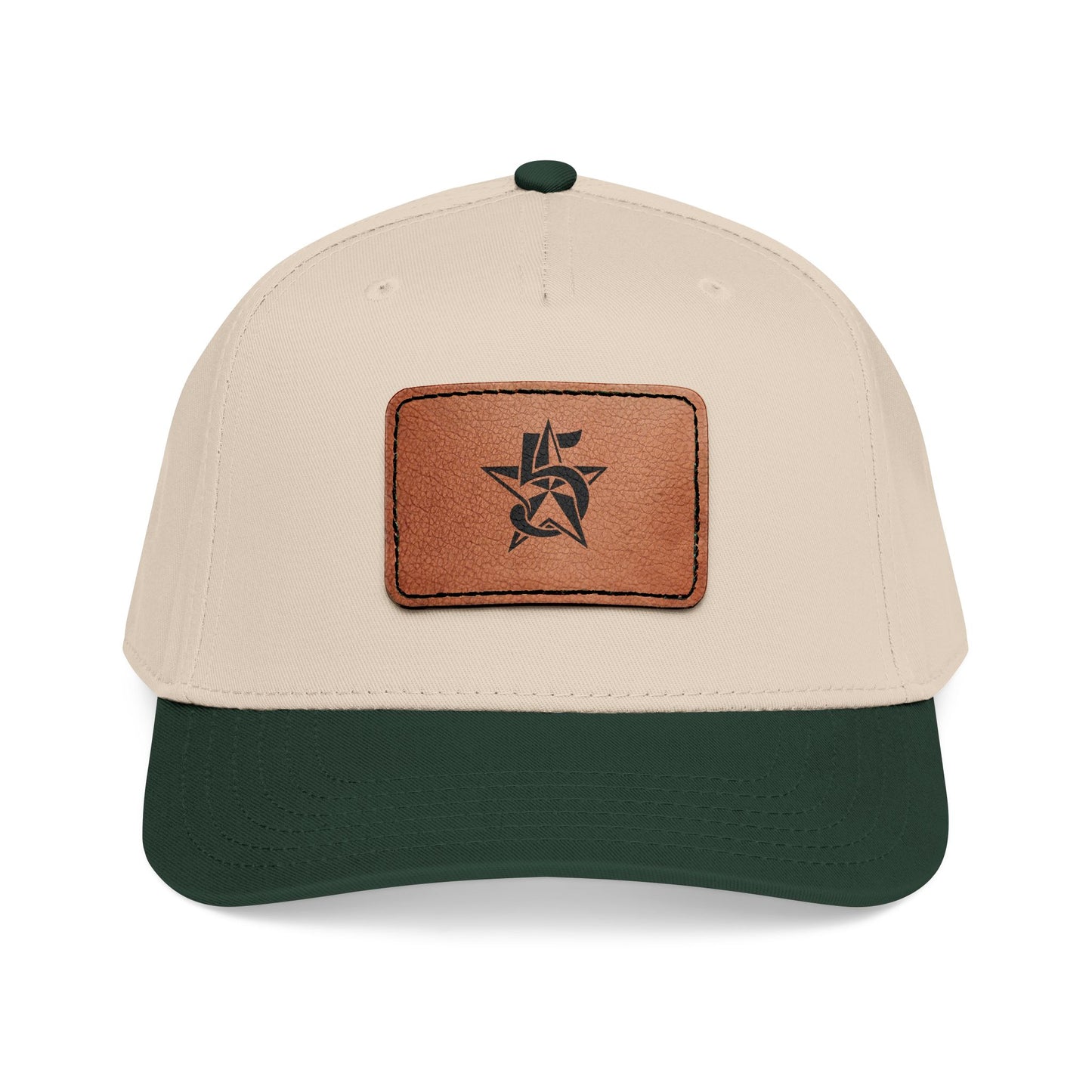 5 Star Electric Mid Profile Baseball Cap with Leather Patch (Rectangle)
