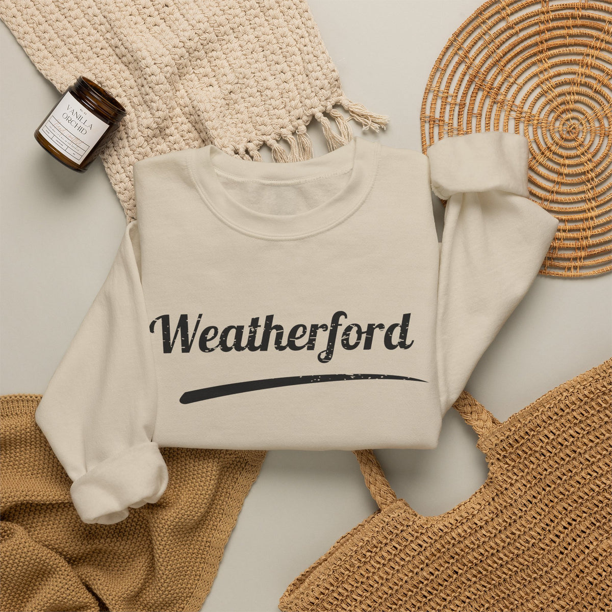 Weatherford Crewneck Sweatshirt — Classic Script Town Pride Pullover