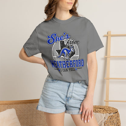 She's From Weatherford I Can Tell Tee | Comfort Colors Game Day Shirt