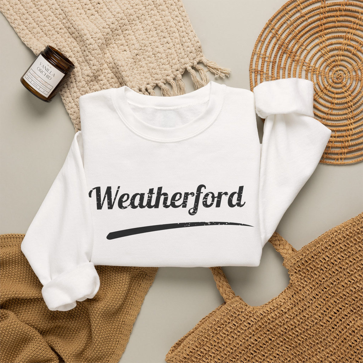 Weatherford Crewneck Sweatshirt — Classic Script Town Pride Pullover