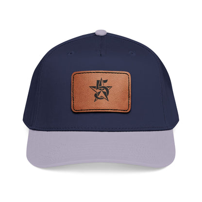 5 Star Electric Mid Profile Baseball Cap with Leather Patch (Rectangle)