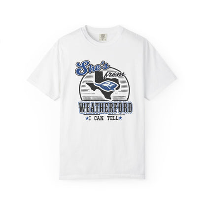 She's From Weatherford I Can Tell Tee | Comfort Colors Game Day Shirt