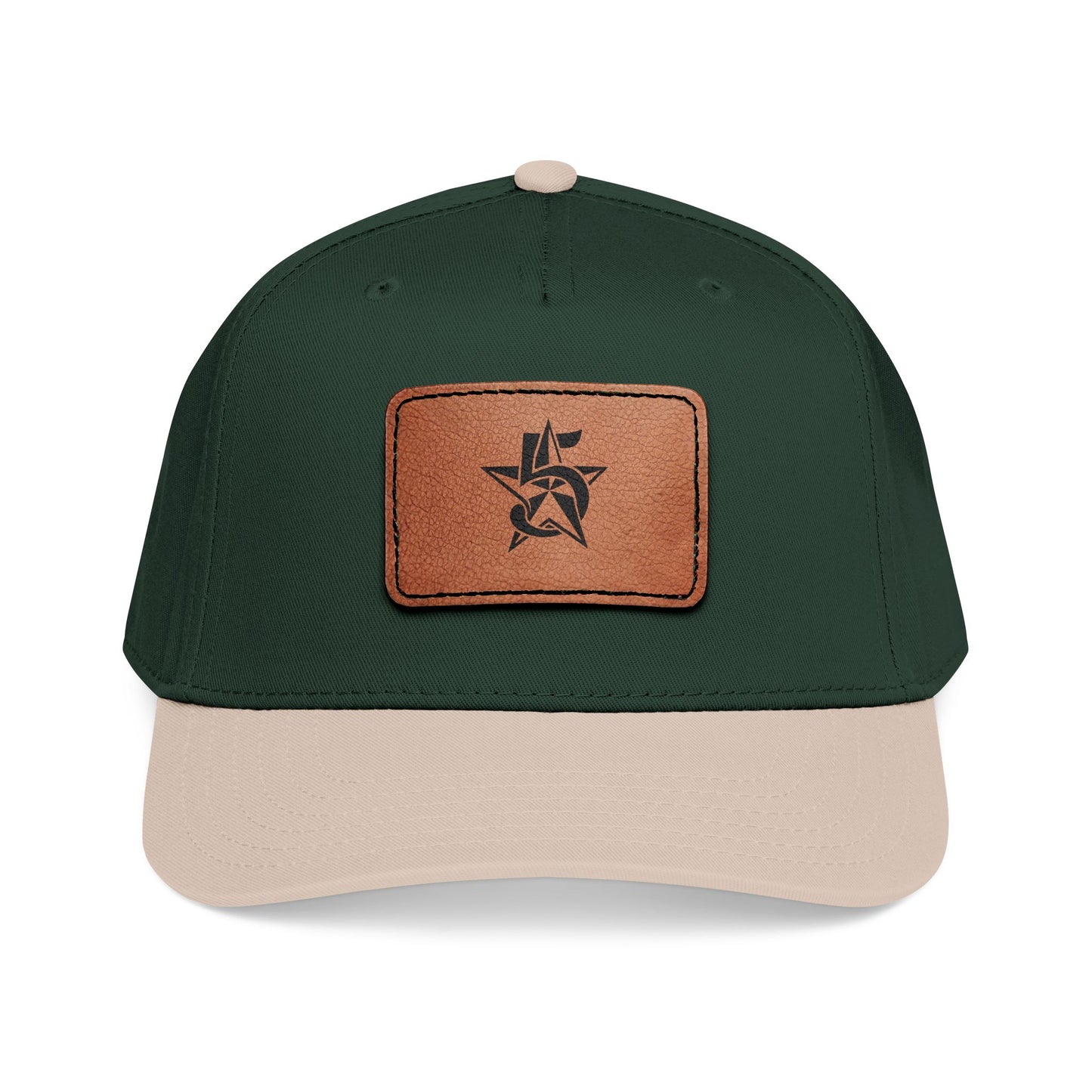 5 Star Electric Mid Profile Baseball Cap with Leather Patch (Rectangle)