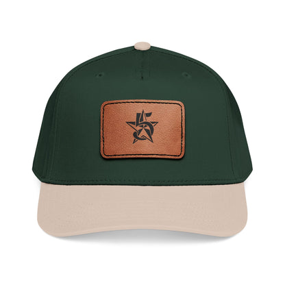 5 Star Electric Mid Profile Baseball Cap with Leather Patch (Rectangle)