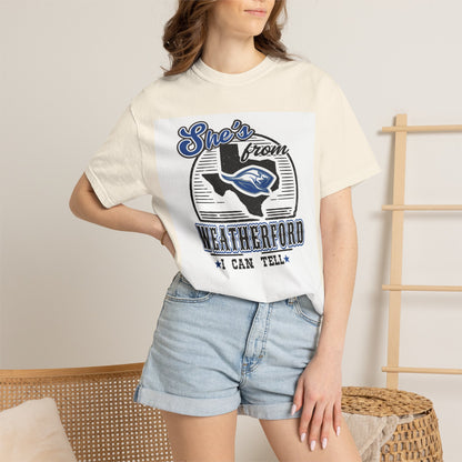 She's From Weatherford I Can Tell Tee | Comfort Colors Game Day Shirt