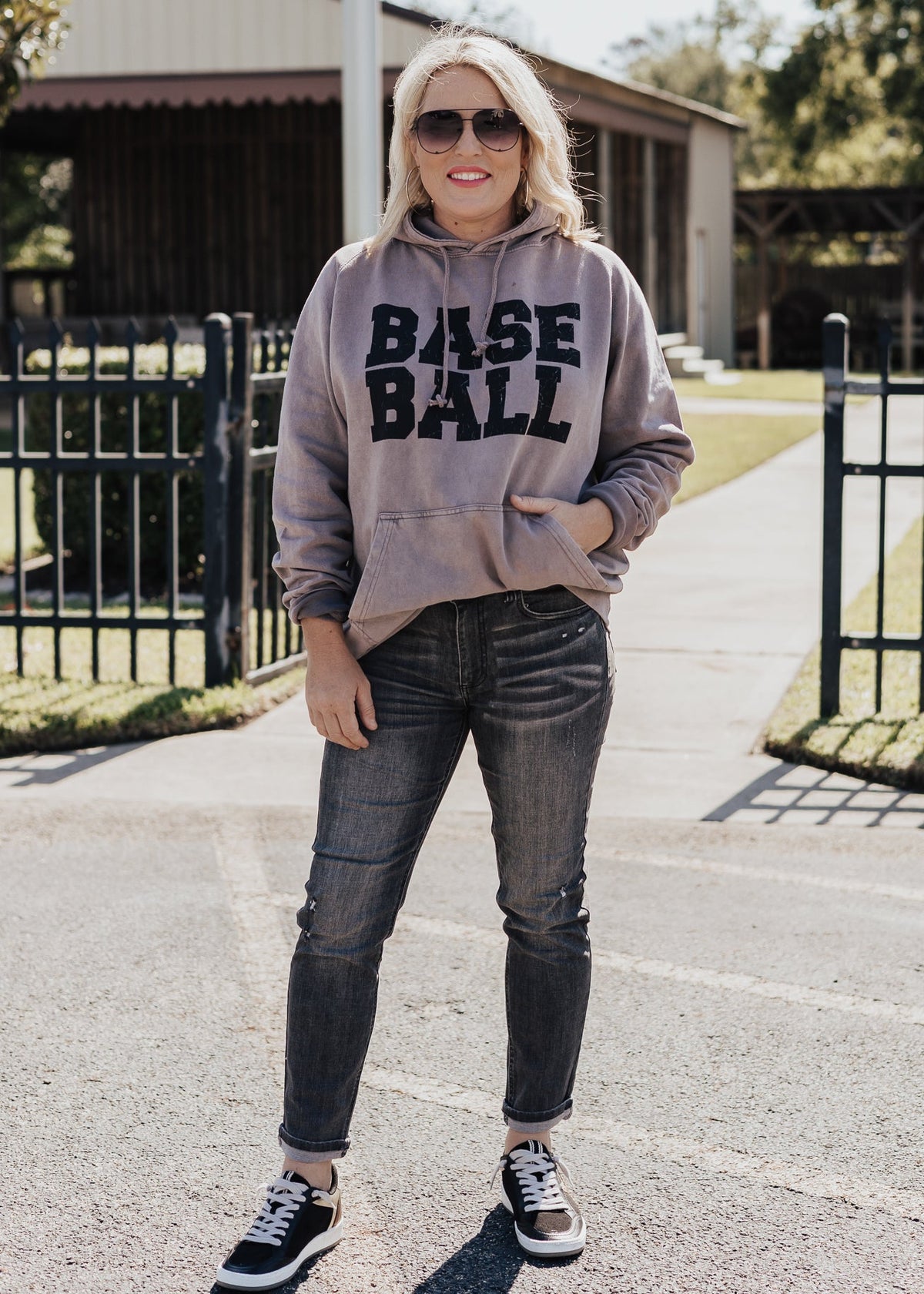 Pre-Order: Baseball Vintage Raglan Hoodie in Zinc