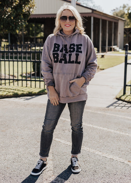 Pre-Order: Baseball Vintage Raglan Hoodie in Zinc
