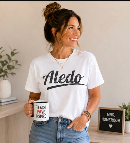 Aledo Bearcats Distressed Signature Tee – Game Day Mom Spirit Shirt
