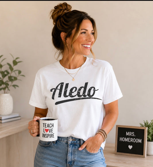 Aledo Bearcats Distressed Signature Tee – Game Day Mom Spirit Shirt