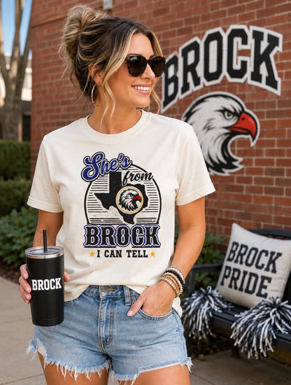 She's From Brock I Can Tell Tee | Comfort Colors Game Day Shirt