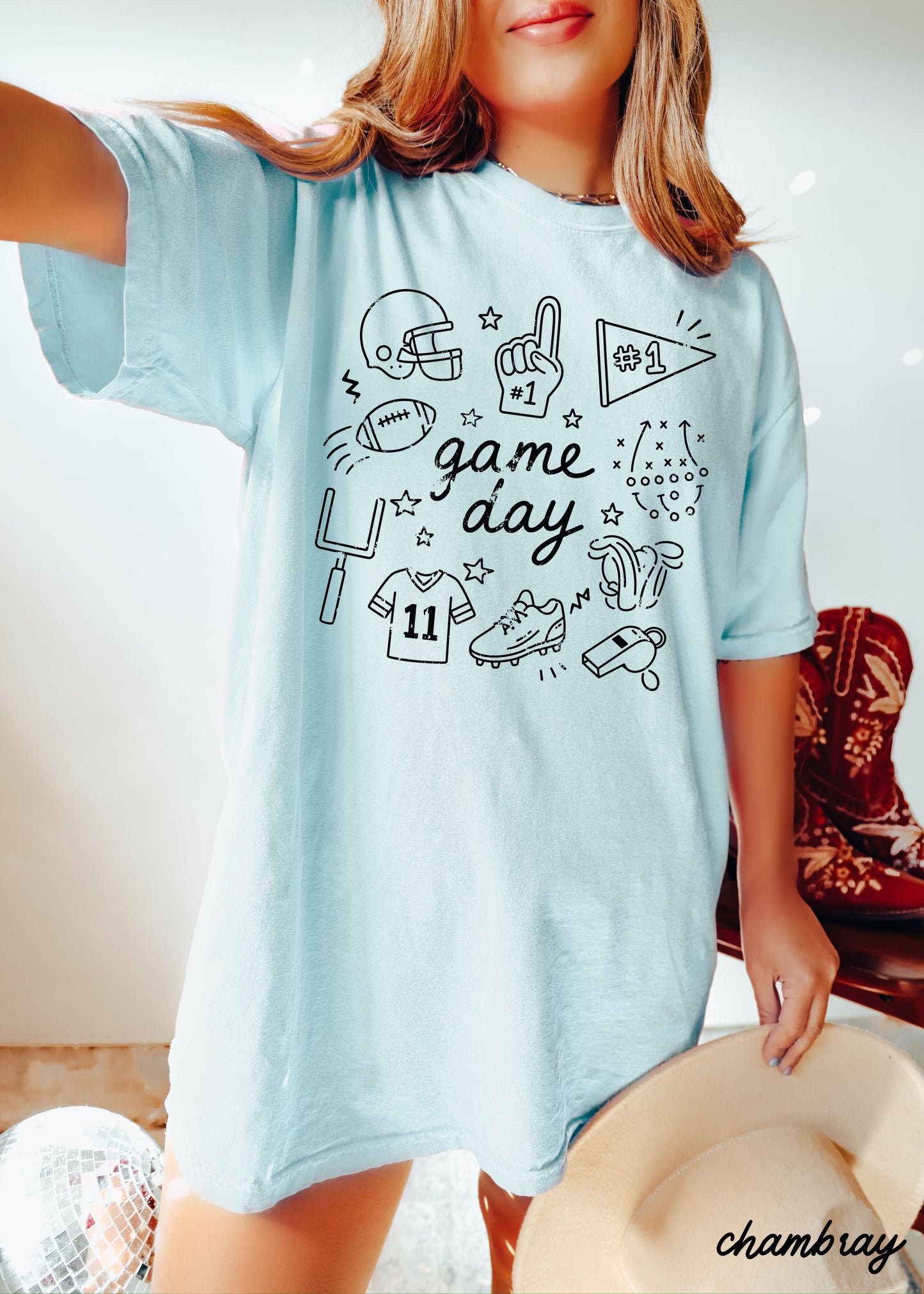Football Game Day Doodle Tee *16 Colors (S-3X)