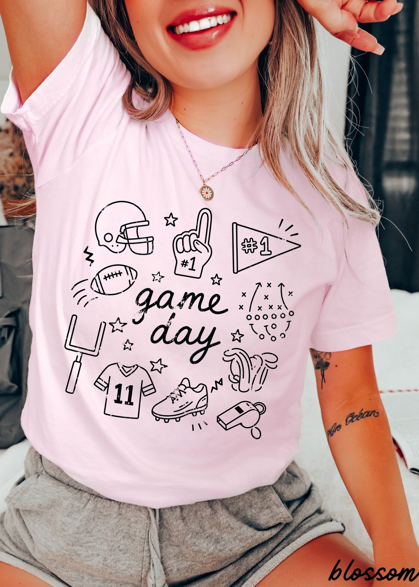 Football Game Day Doodle Tee *16 Colors (S-3X)