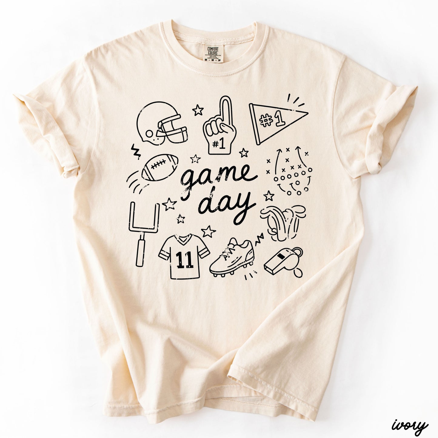 Football Game Day Doodle Tee *16 Colors (S-3X)