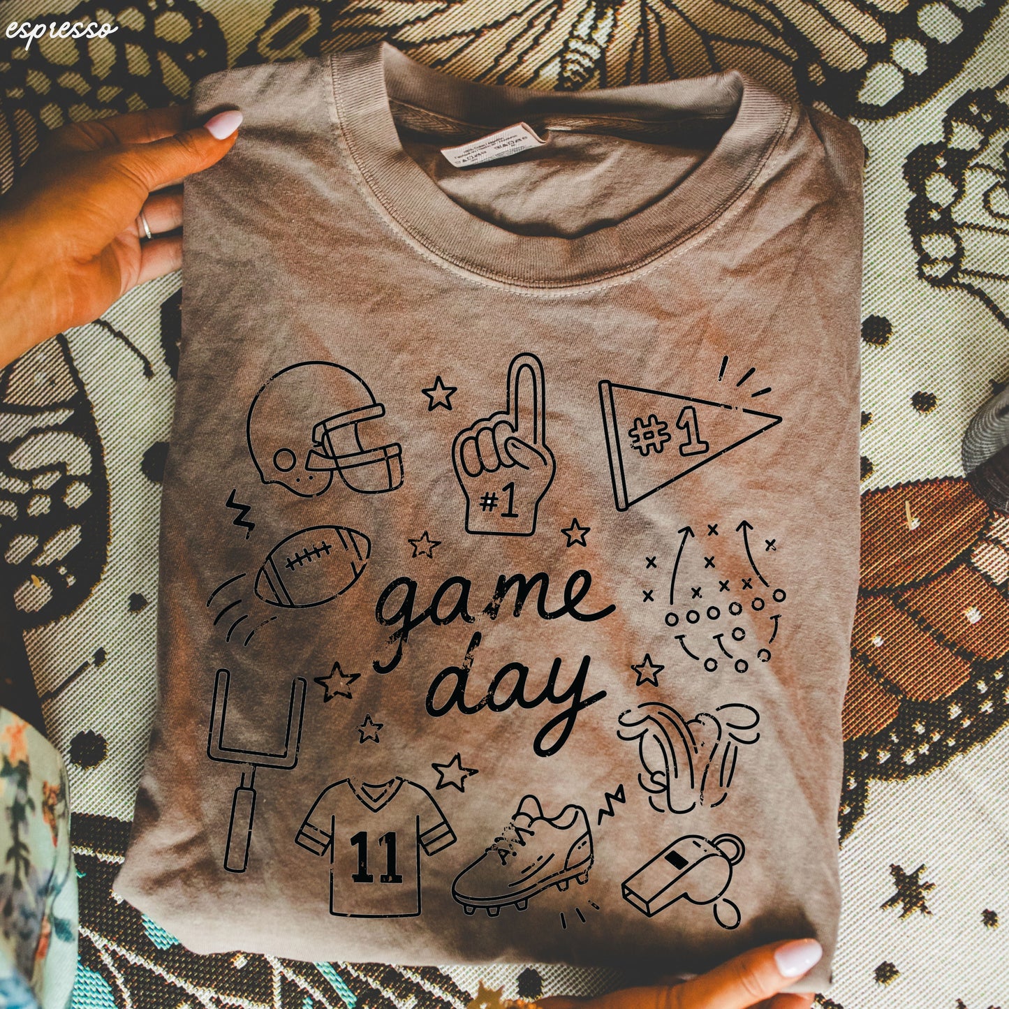 Football Game Day Doodle Tee *16 Colors (S-3X)