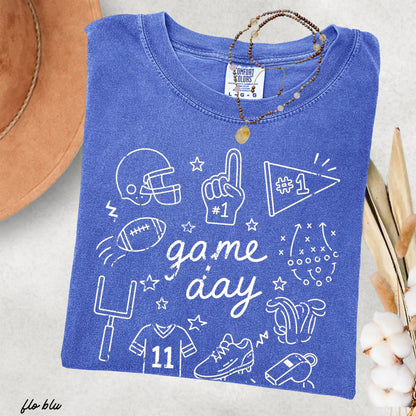 Football Game Day Doodle Tee *16 Colors (S-3X)