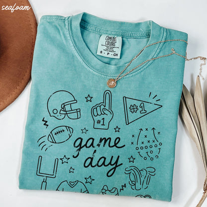 Football Game Day Doodle Tee *16 Colors (S-3X)